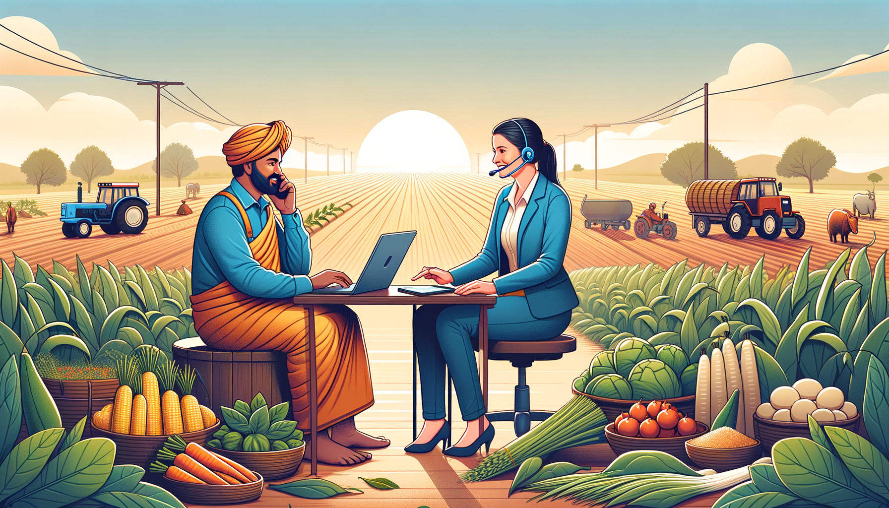 Indian farmer receiving customer support for agricultural products